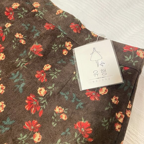 NWT Floral Corduroy A-Line Mini Skirt Brown - XS - Picture 8 of 11